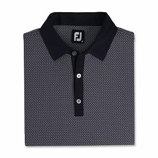 Men's Footjoy Lisle Golf Shirts Black/White NZ-519049